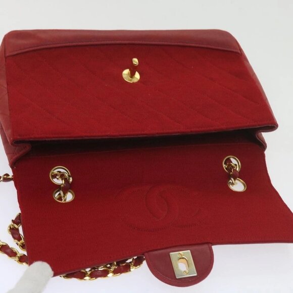 CHANEL Matelasse Chain Shoulder Bag Canvas Red CC Auth 59869A - Picture 11 of 16